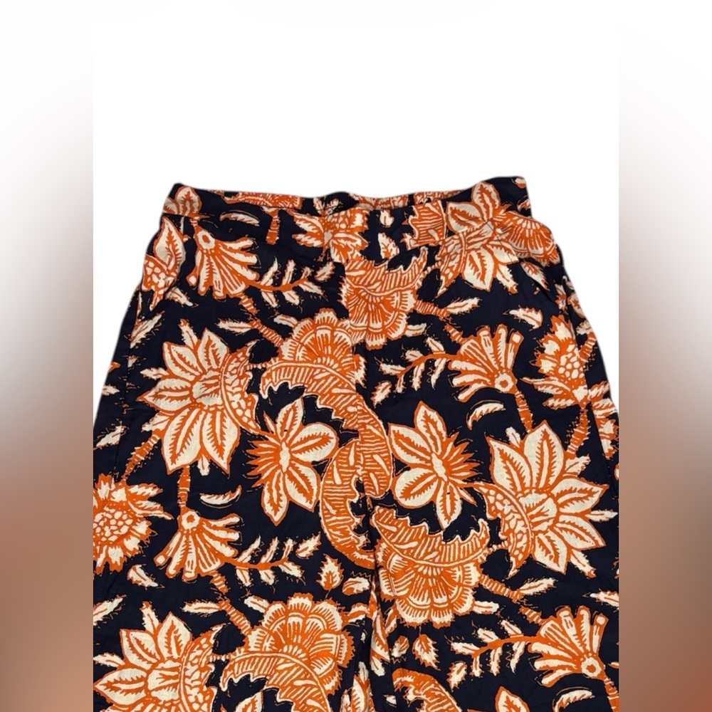 Christian Siriano Navy and Orange Wide Leg Pants